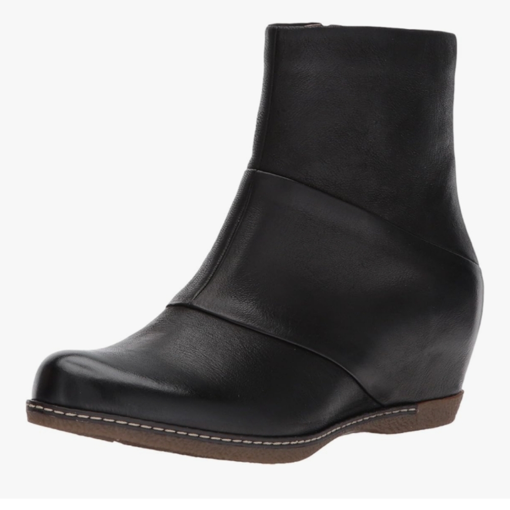 Dansko Lettie Burnished Leather Side Zip Ankle Boot